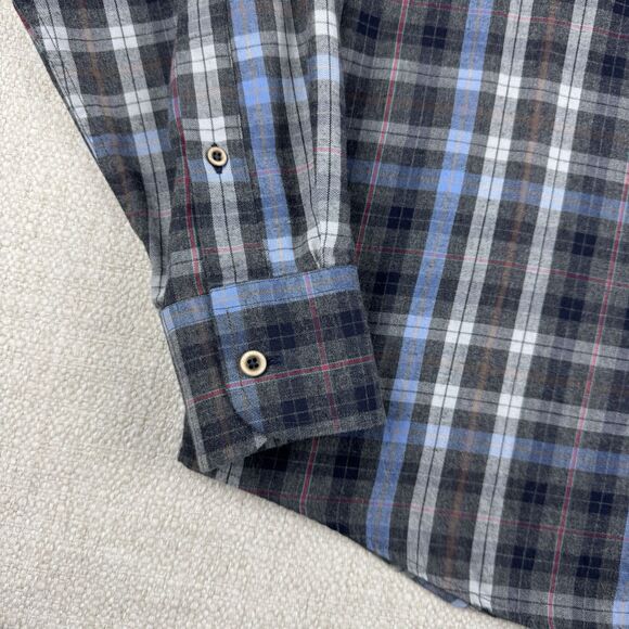 UNTUCKit Men's Gray Blue Plaid Long Sleeve Cotton Button Front Shirt - Picture 3 of 16